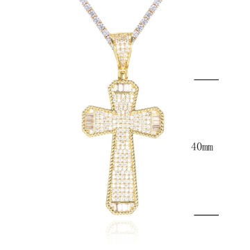 copper zircon 925 silver cross charm pendant